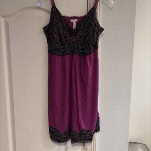 Soma Romper Pajama StretchLounge Comfort Sexy Purple Black Lace Size Large